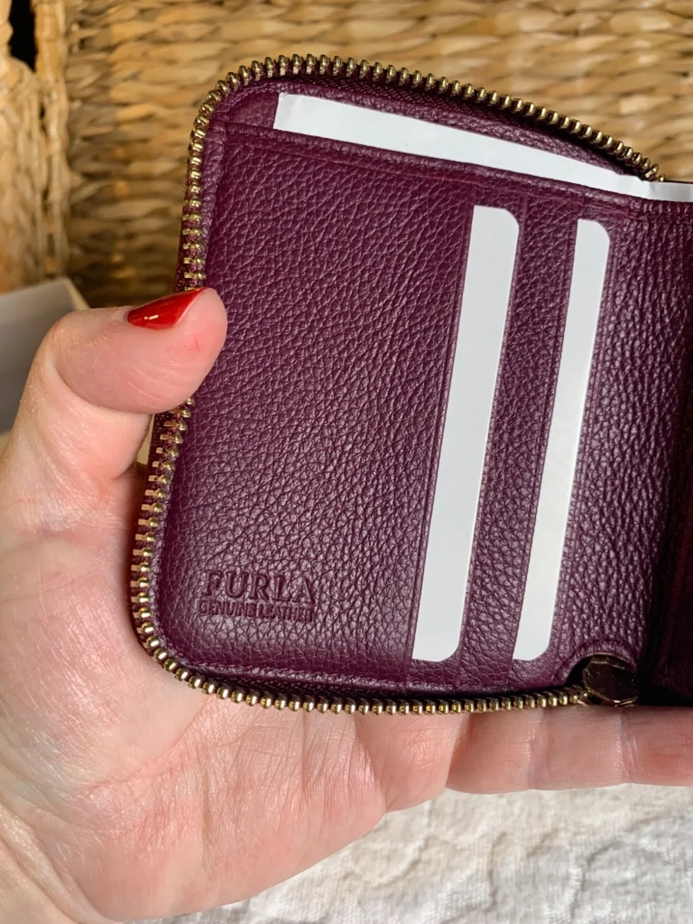 Furla-plum colored leather mini wallet NWT - Picture 11 of 11
